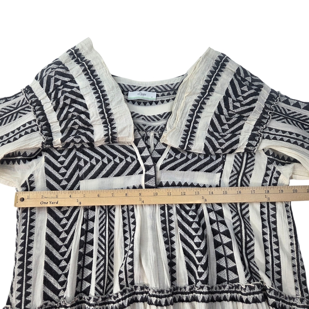 Devotion Twins Ella Midi Dress Women Medium Tunic Aztec Long Sleeve Tiered Skirt - Picture 8 of 14